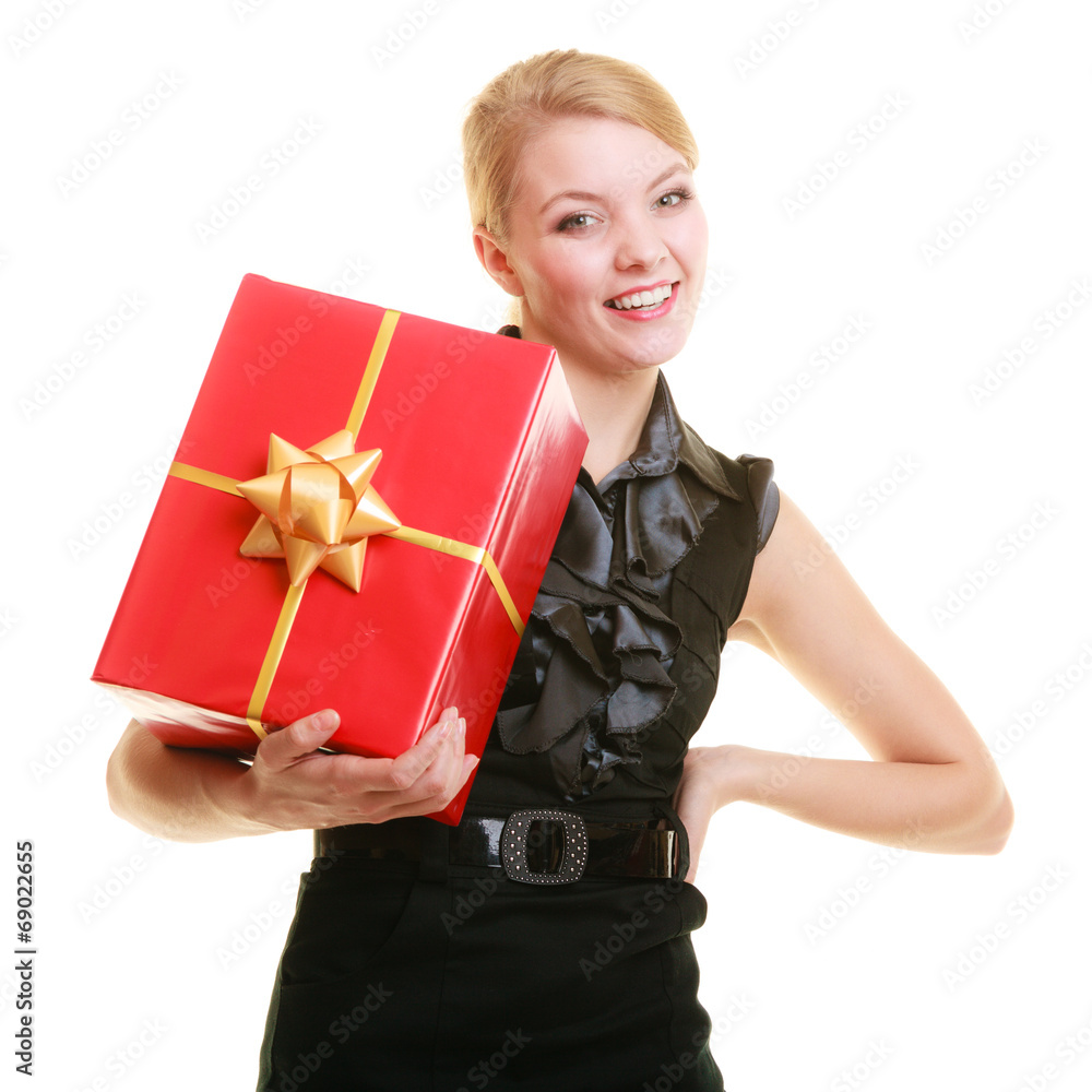 holidays love happiness concept - girl with gift box holidays love happiness concept - girl with gift box