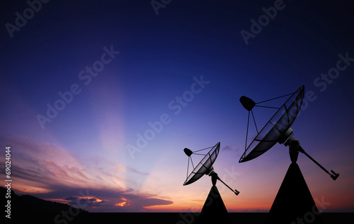 Fototapeta Satellite dish sky sunset