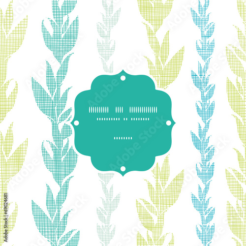 Blue green seaweed vines frame seamless pattern background