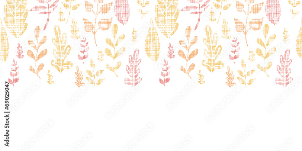 Textile textured fall leaves horizontal seamless pattern Textile textured fall leaves horizontal seamless pattern