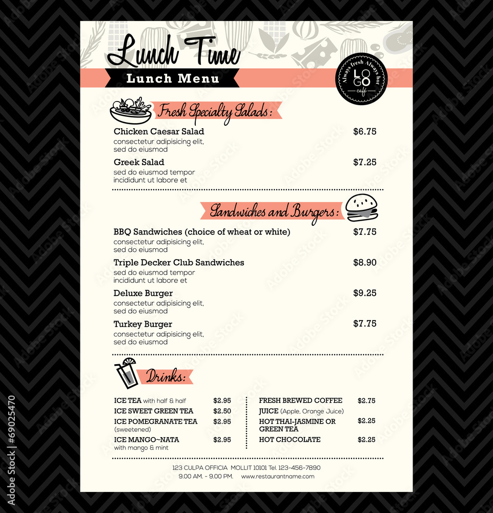 Restaurant Lunch menu design Template layout - obrazy, fototapety, plakaty 
