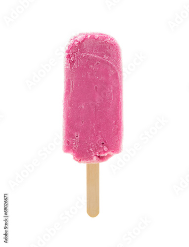 Purple popsicle on white background