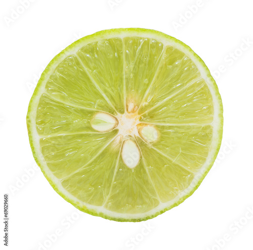 Slice lemon on white background