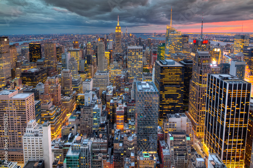 Paesaggio urbano di new york con grattacieli