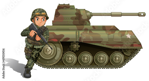 A soldier near the armour tank