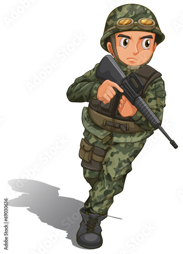 A soldier with a gun