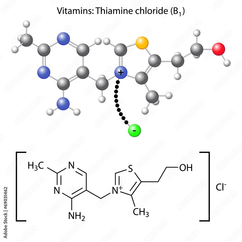 Thiamine chloride molecule - vitamin b1 Thiamine chloride molecule - vitamin b1