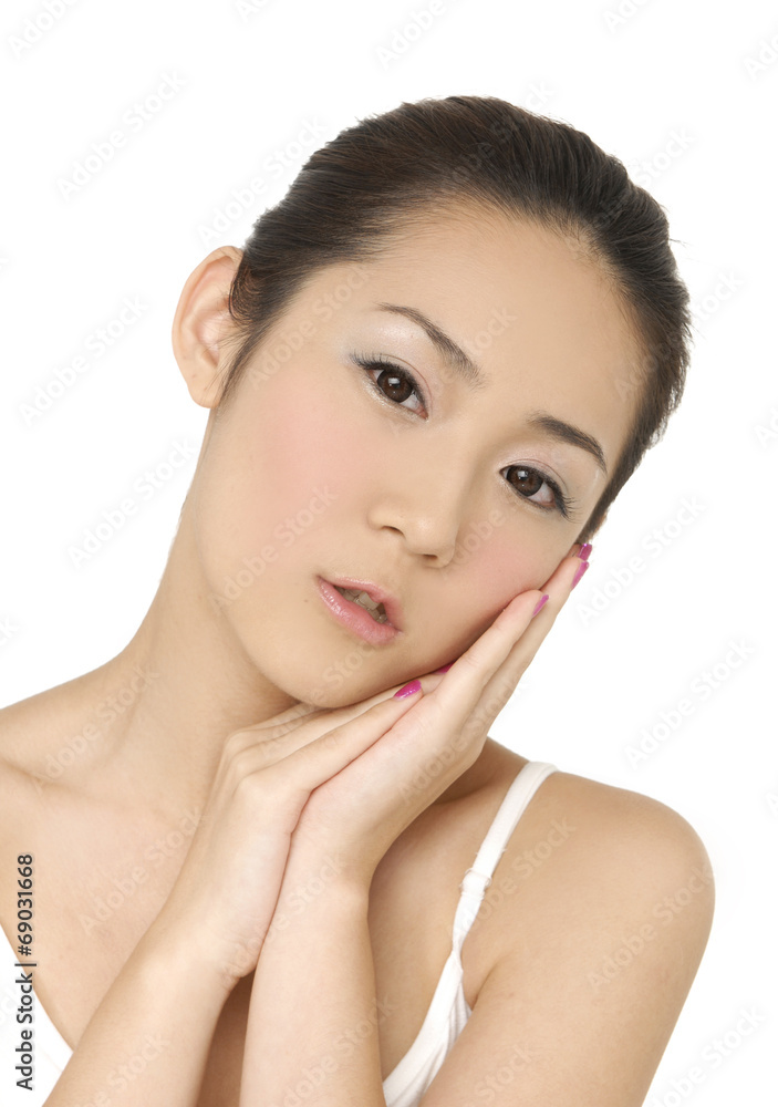 Asian woman beauty face closeup portrait Asian woman beauty face closeup portrait