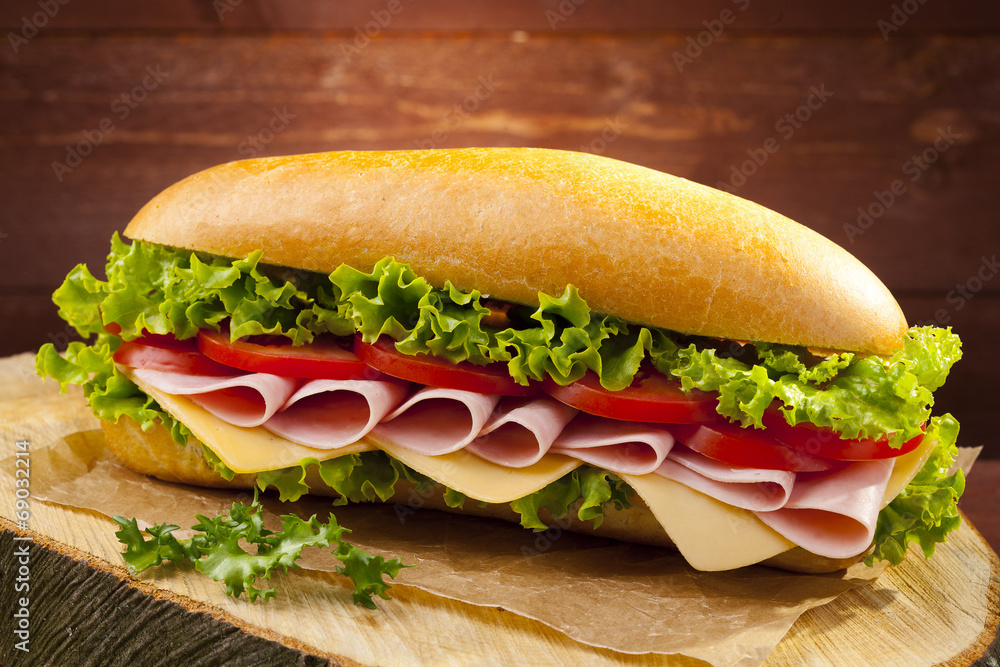 big sandwich with ham, cheese and vegetables big sandwich with ham, cheese and vegetables