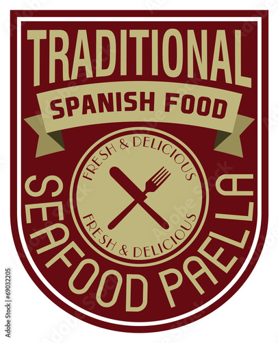 spanish seafood paella label