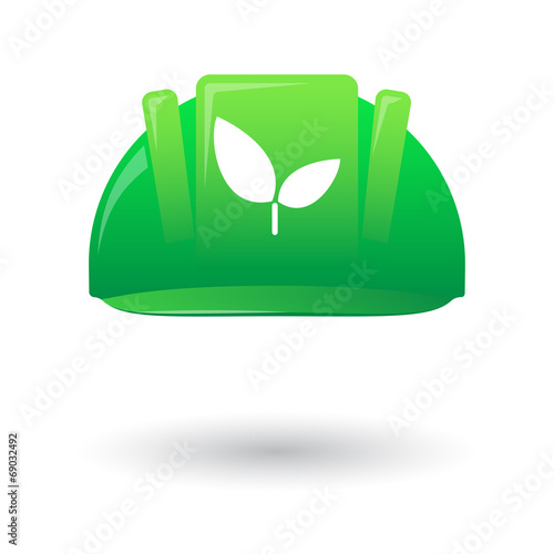 Green work helmet wit a recycle sign