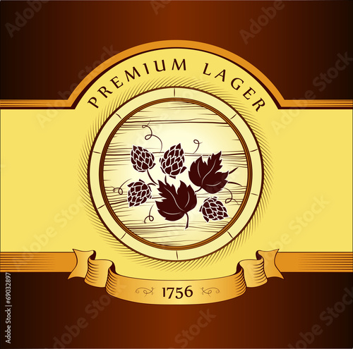 beer keg with hop for label, package