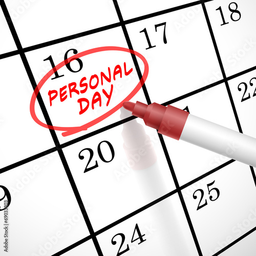 personal day words circle marked on a calendar