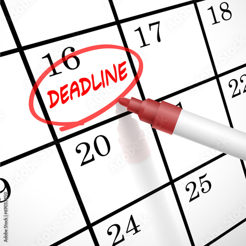 deadline word circle marked on a calendar