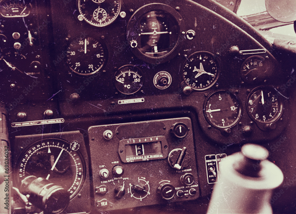 Vintage aircraft cockpit detail