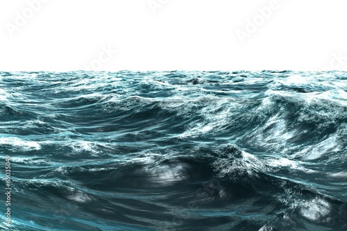 Digitally generated stormy blue sea