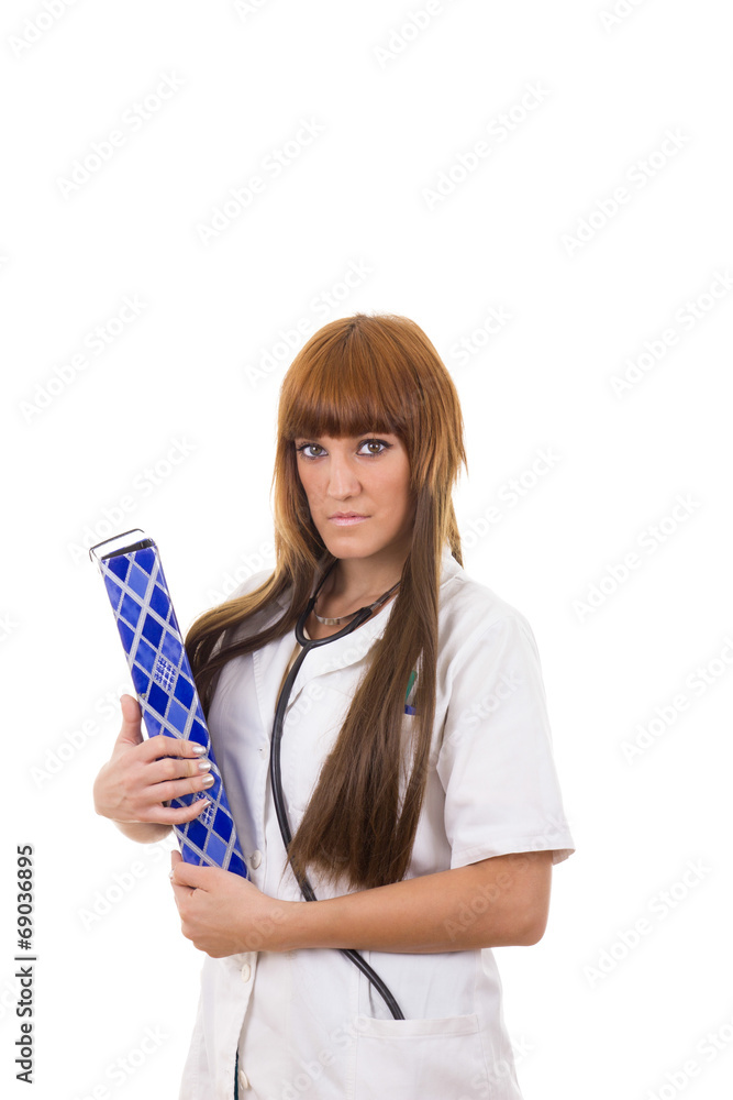 young medical student nurse in uniform on practice taking notes young medical student nurse in uniform on practice taking notes