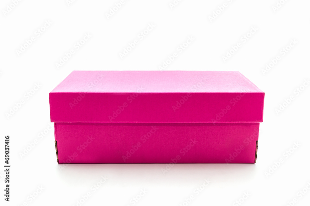 Pink shoe box on white background with clipping path. Pink shoe box on white background with clipping path.