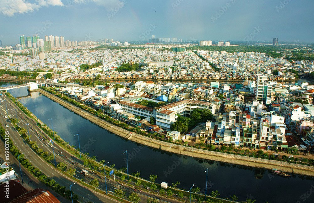 Impression panaromic of Asia city on day Impression panaromic of Asia city on day