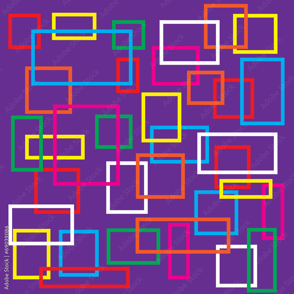abstract colorful square on violet background