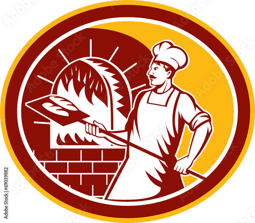 Baker Holding Peel Oven Retro