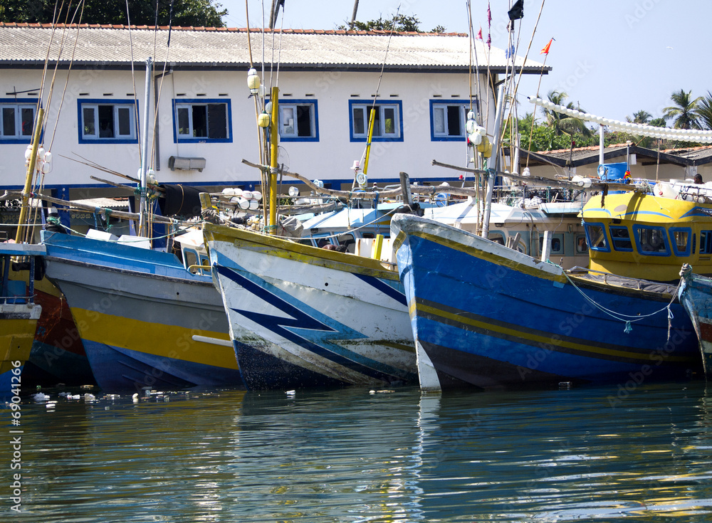 Fototapeta premium Fisher boats at the beach in the morning light