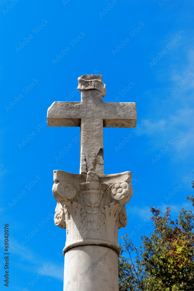 Stone Cross on a Column
