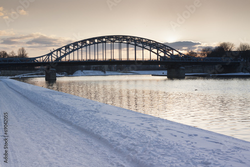 Poland, Krakow, Most Piłsudskiego, Winter #69042055