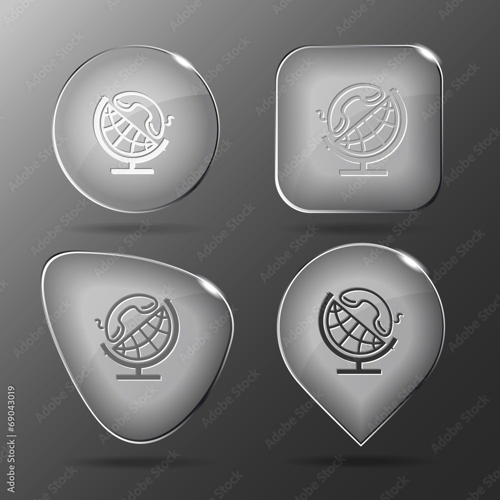 Globe and handset. Glass buttons. Vector illustration. Globe and handset. Glass buttons. Vector illustration.