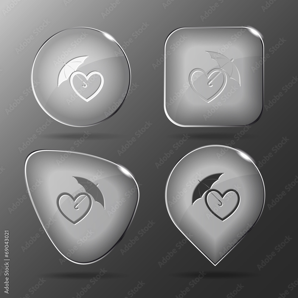 Protection love. Glass buttons. Vector illustration. Protection love. Glass buttons. Vector illustration.