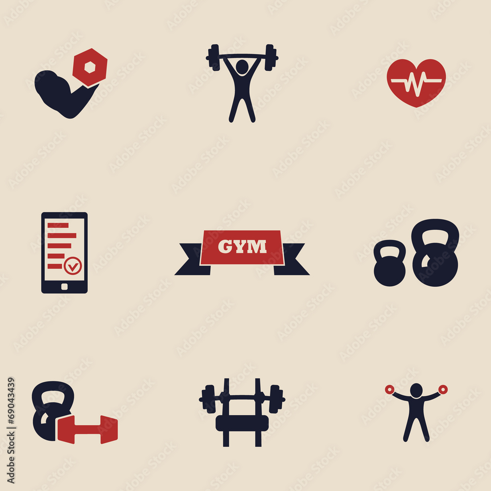 gym and fitness icons gym and fitness icons