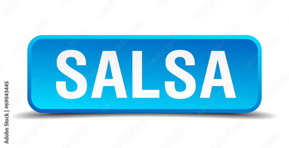 Salsa blue 3d realistic square isolated button Salsa blue 3d realistic square isolated button