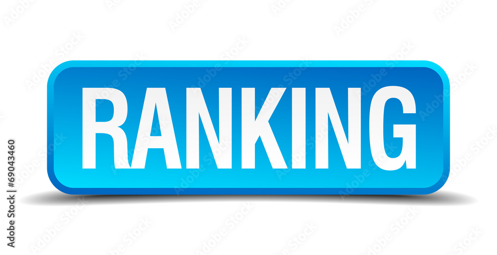 Ranking blue 3d realistic square isolated button Ranking blue 3d realistic square isolated button