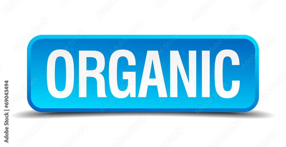 Organic blue 3d realistic square isolated button Organic blue 3d realistic square isolated button