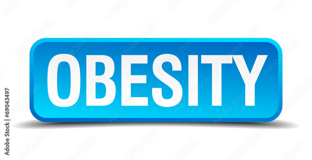 Obesity blue 3d realistic square isolated button Obesity blue 3d realistic square isolated button