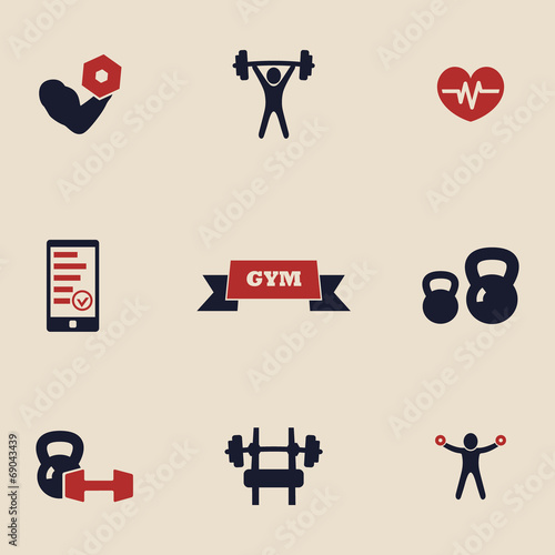 gym and fitness icons