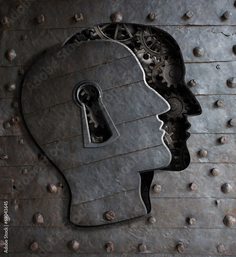 Human brain door with keyho...