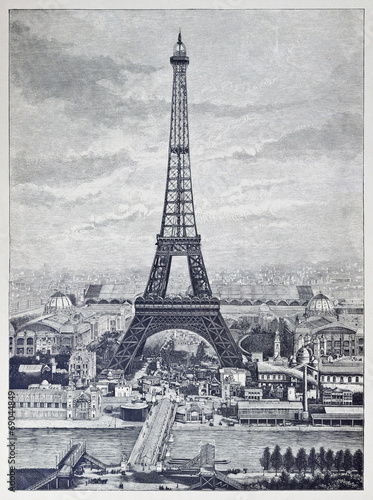 Reprography of a vintage engraved illustration from Eiffel Tower © Creativemarc