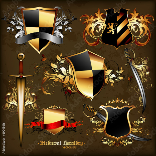 set of medieval heraldry