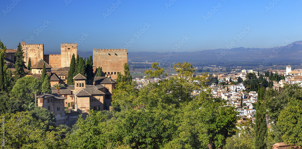 Alhambra Castle Towers Cityscape Churchs Granada Andalusia Spain