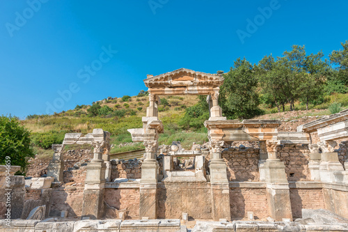 Ruins of the Fountain of Trajan in Ephesus, Turkey