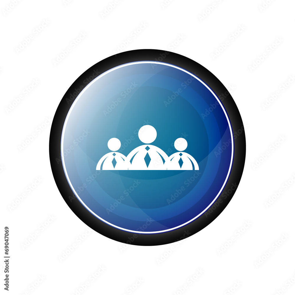 Business people vector icon, blue button Business people vector icon, blue button