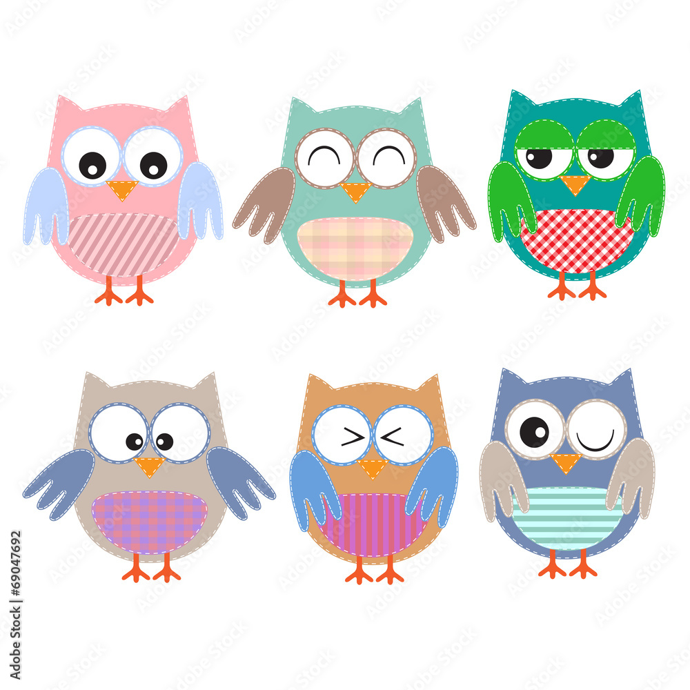 Fototapeta premium Colorful vector owls