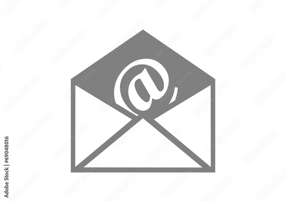 Grey envelope icon on white background Grey envelope icon on white background