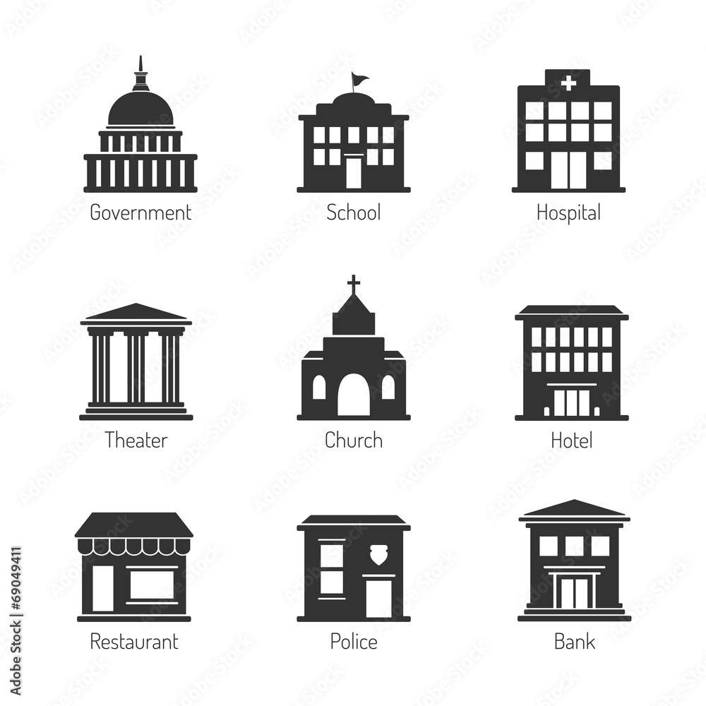 Government building icons Stock Vector | Adobe Stock