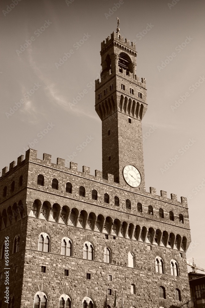 Palazzo Vecchio, Florence - sepia tone monochrome style