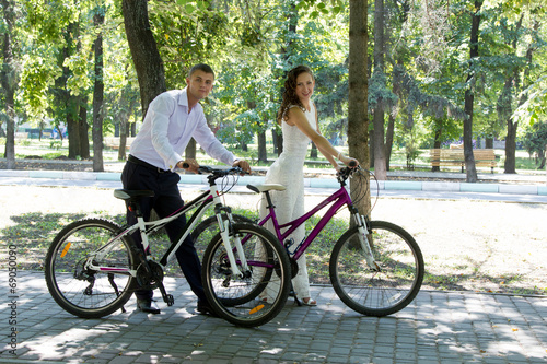 Bride groom and bikes