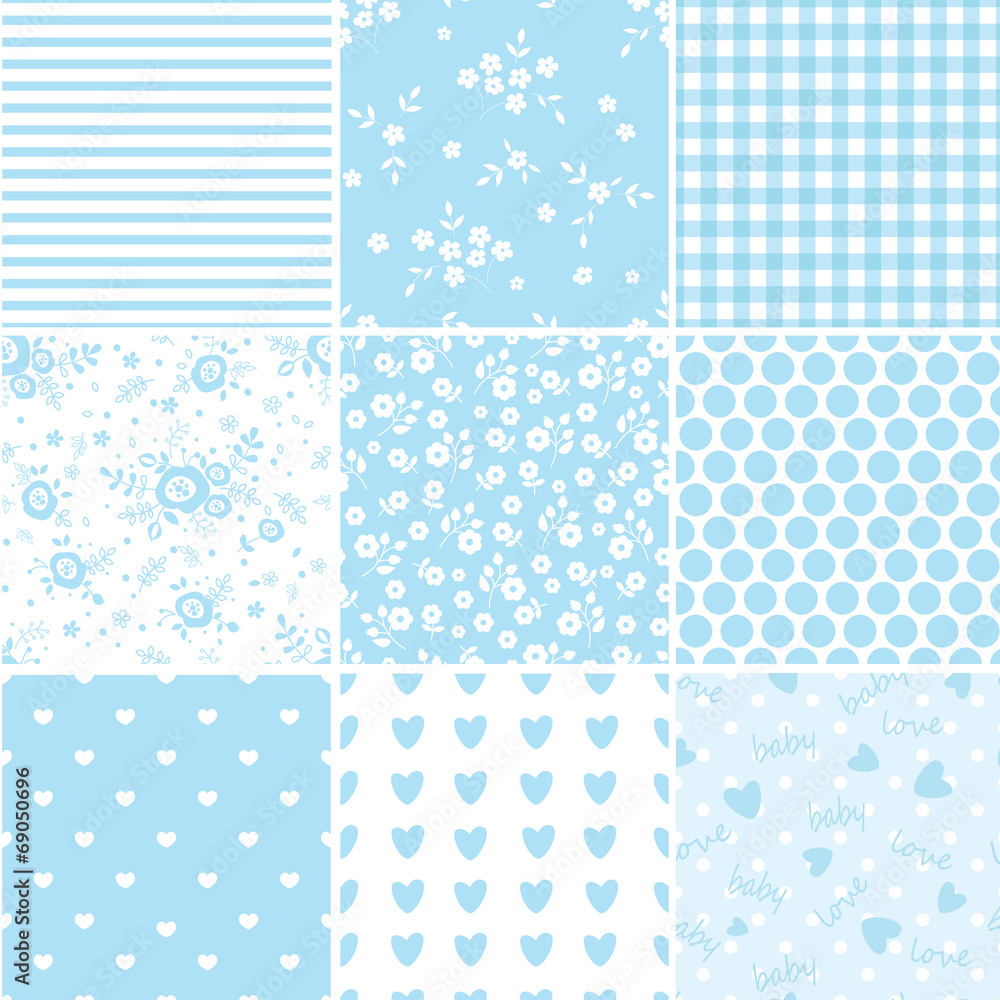 Set of abstract blue seamless patterns Set of abstract blue seamless patterns