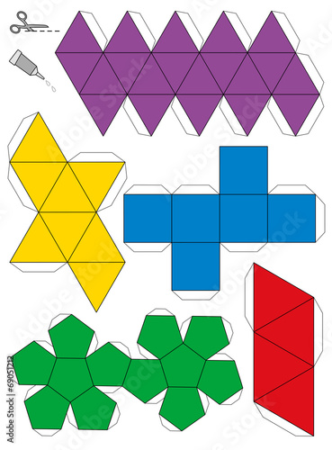 Platonic Solids Paper Model Template