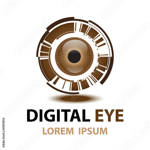 Digital eye symbol icon. vector illustration